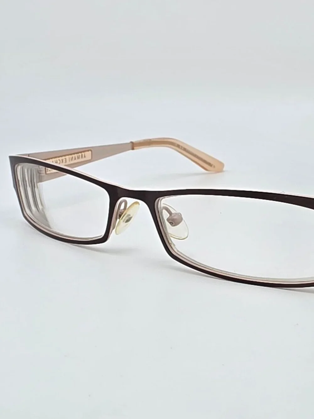 Armani Exchange AX218 Brown on Cream Rectangular Cat Eye Eyeglasses Frame w Case